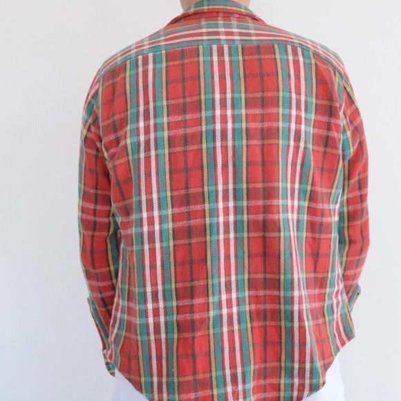VTG 90'S Java Joe Red And Green Checker Pattern 100% Cotton Shirt Size Medium - Picture 3 of 12